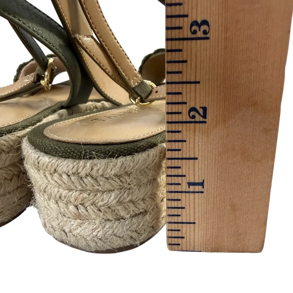 Talbots Womens Pamela Olive Green Crochet Espadrille Wedge Sandals Size 8 Shoe